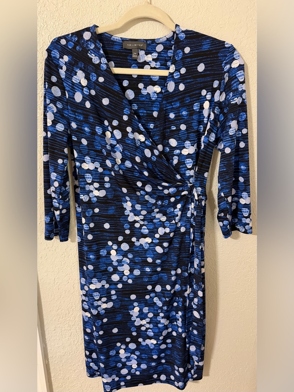 The Limited Blue and White Dot-Print Wrap Dress